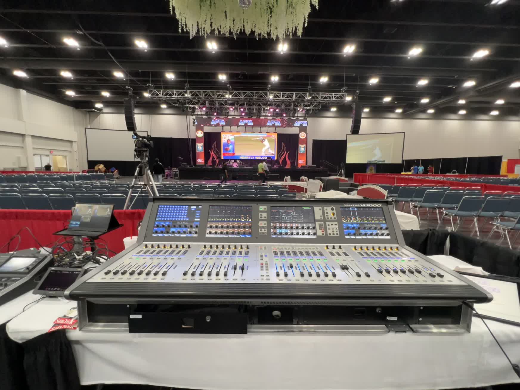 Soundcraft Vi3000 digital console at front of house in a ballroom