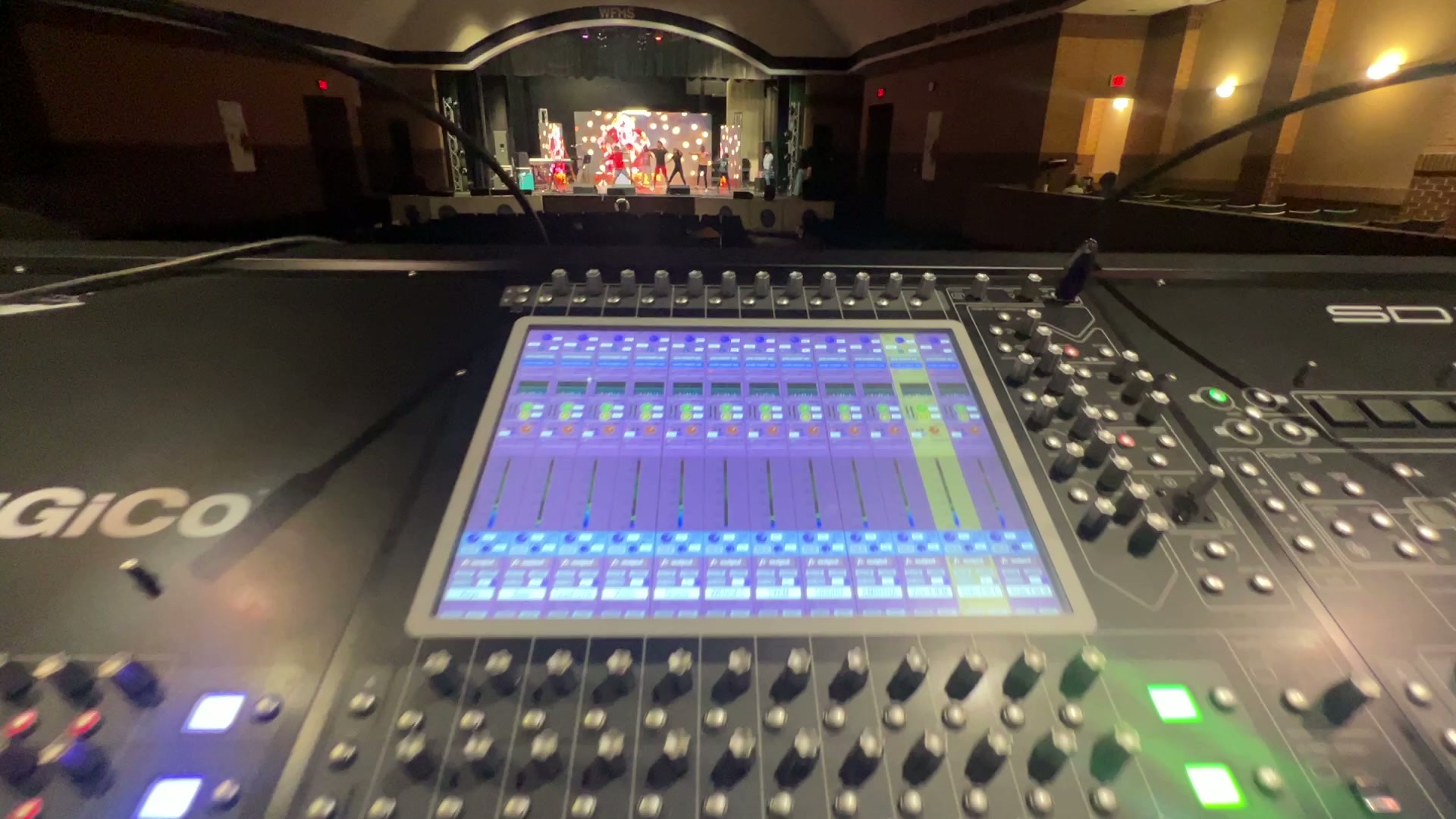DiGiCo SD10 digital mixing console at front of house