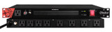 Rack-mounted power conditioner with front outlets