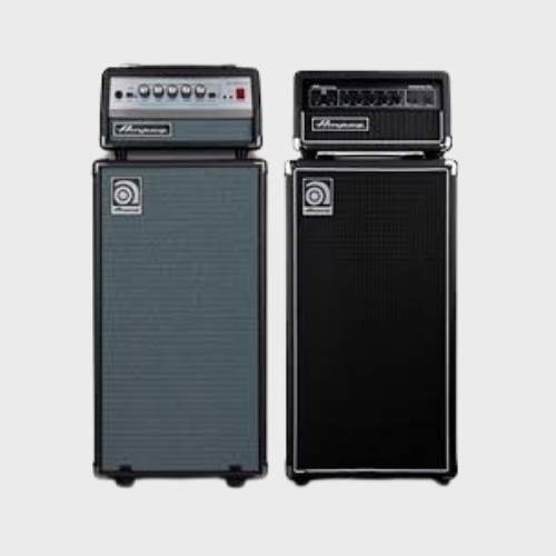 Two Ampeg bass amp heads with matching speaker cabinets
